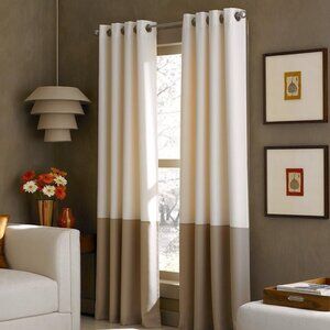 Curtainworks Kendall Curtain Panel, 63 inch long 52 wide (each panel), Ivory/Tan